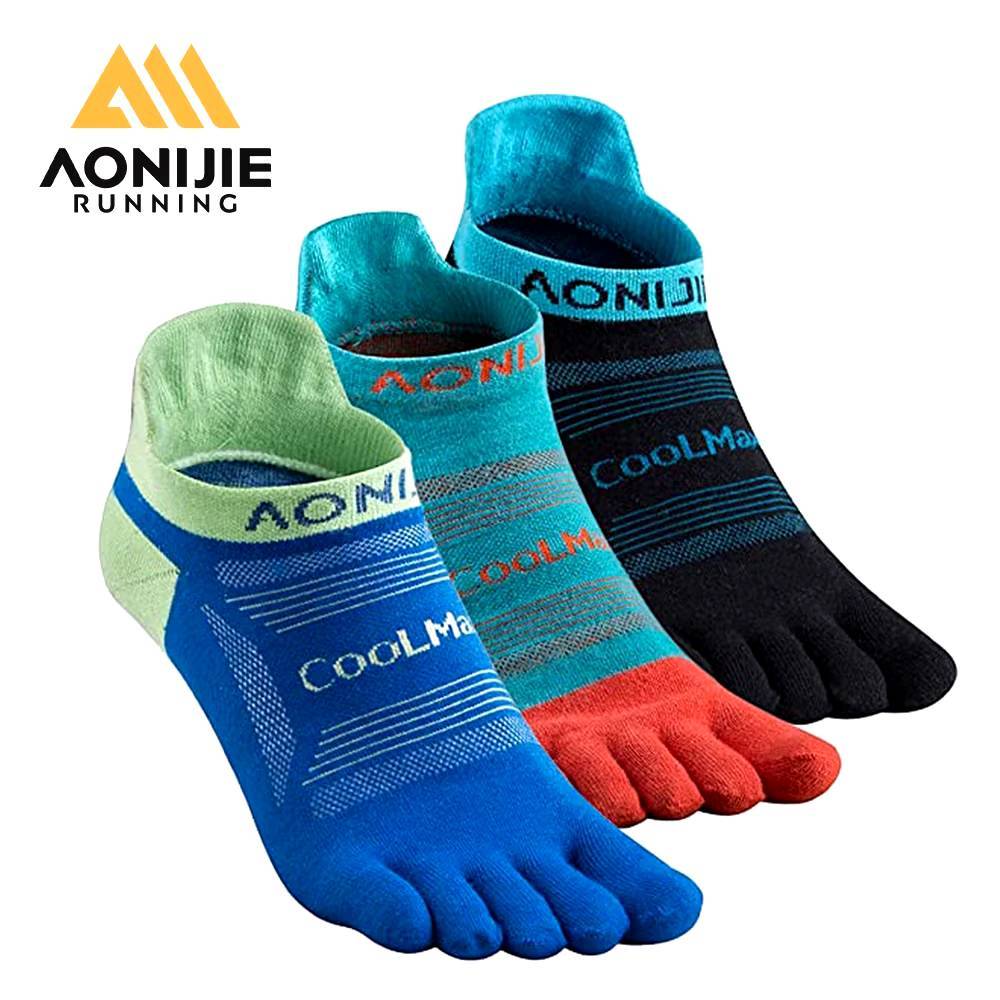 ชุด 3 คู่    ถุงเท้าแยกนิ้ว Low Cut AONIJIE five finger Socks E4801 ผลิตจากเส้นใยสังเคราะห์ Coolmax ของแท้ 100%