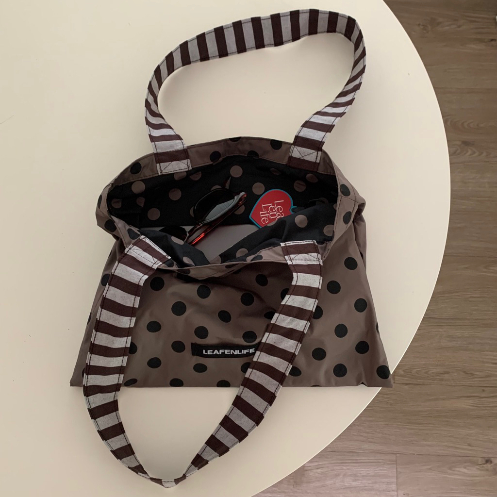 mini tote bag Leafenlife (กระเป๋าผ้ามินิเช็คขนาดกระเป๋าก่อนน้า) รูปที่ 3