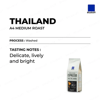 Bluekoff A4 Medium Roast เมล็ดกาแฟไทย อราบิก้า 100% Premiumเกรด A จำนวน 1 กิโลกรัม(250 กรัม x 4 ถุง) is