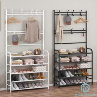 ที่แขวนเสื้อผ้าและหมวกตั้งพื้น ชั้นวางรองเท้า ชุดรวม เรียบง่…