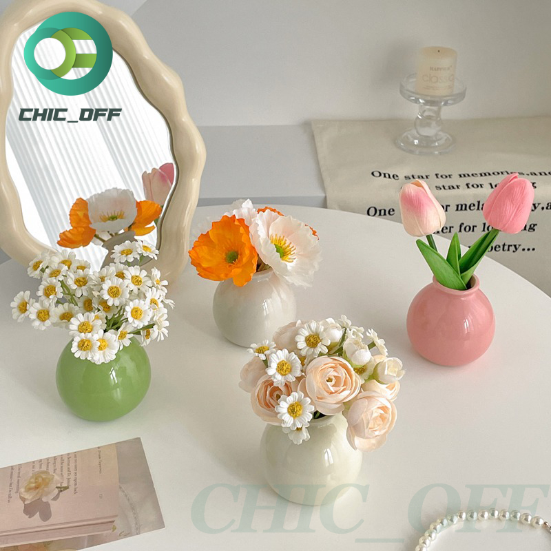 แจกันเซรามิค ดอกไม้ปลอม เรียบง่าย สร้างสรรค์ สําหรับตกแต่งโต๊ะ เหมาะสําหรับจัดต่างๆ