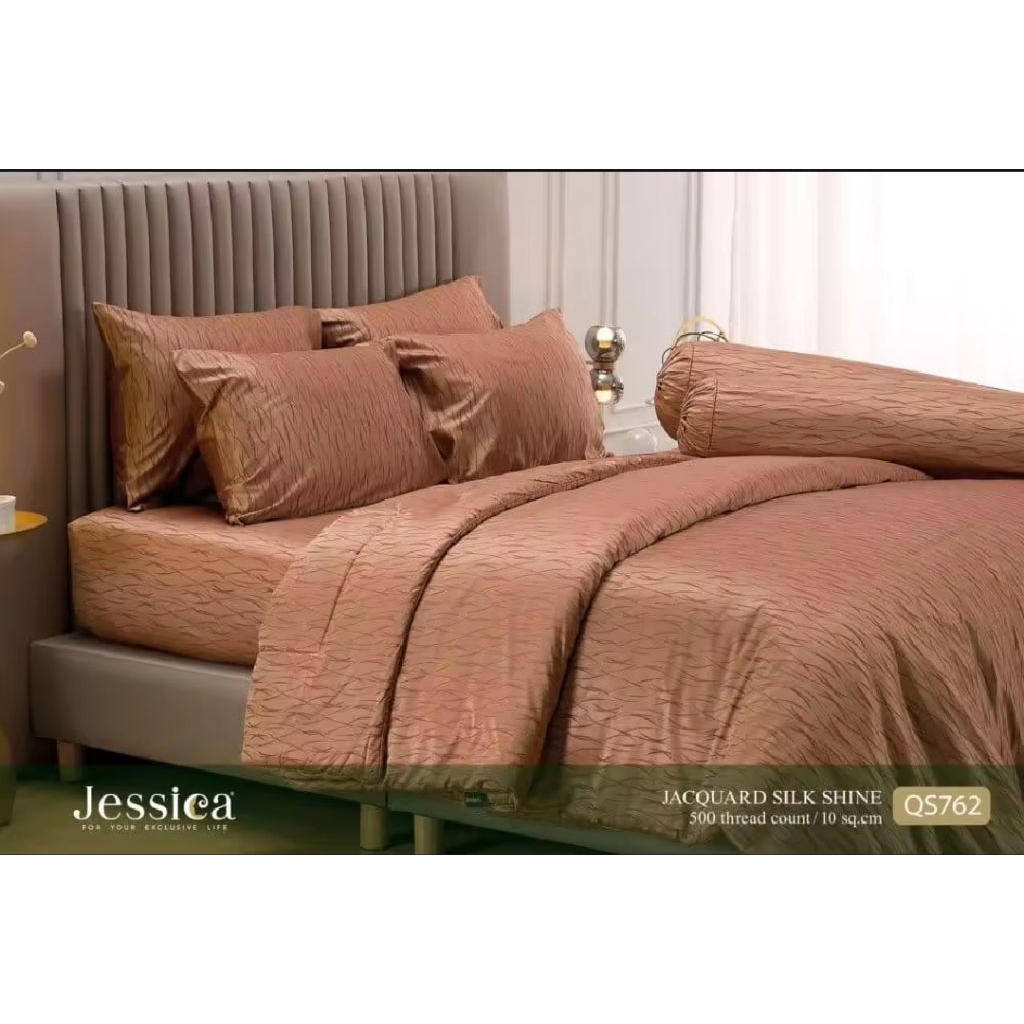ลิขสิทธิ์แท้💯Jessica : QS762 ชุดผ้าปูที่นอน ครบชุด ขนาด 6ฟุต+ปลอกหมอนหนุน2ใบ+ปลอกข้าง2ใบและผ้านวม(ชุ