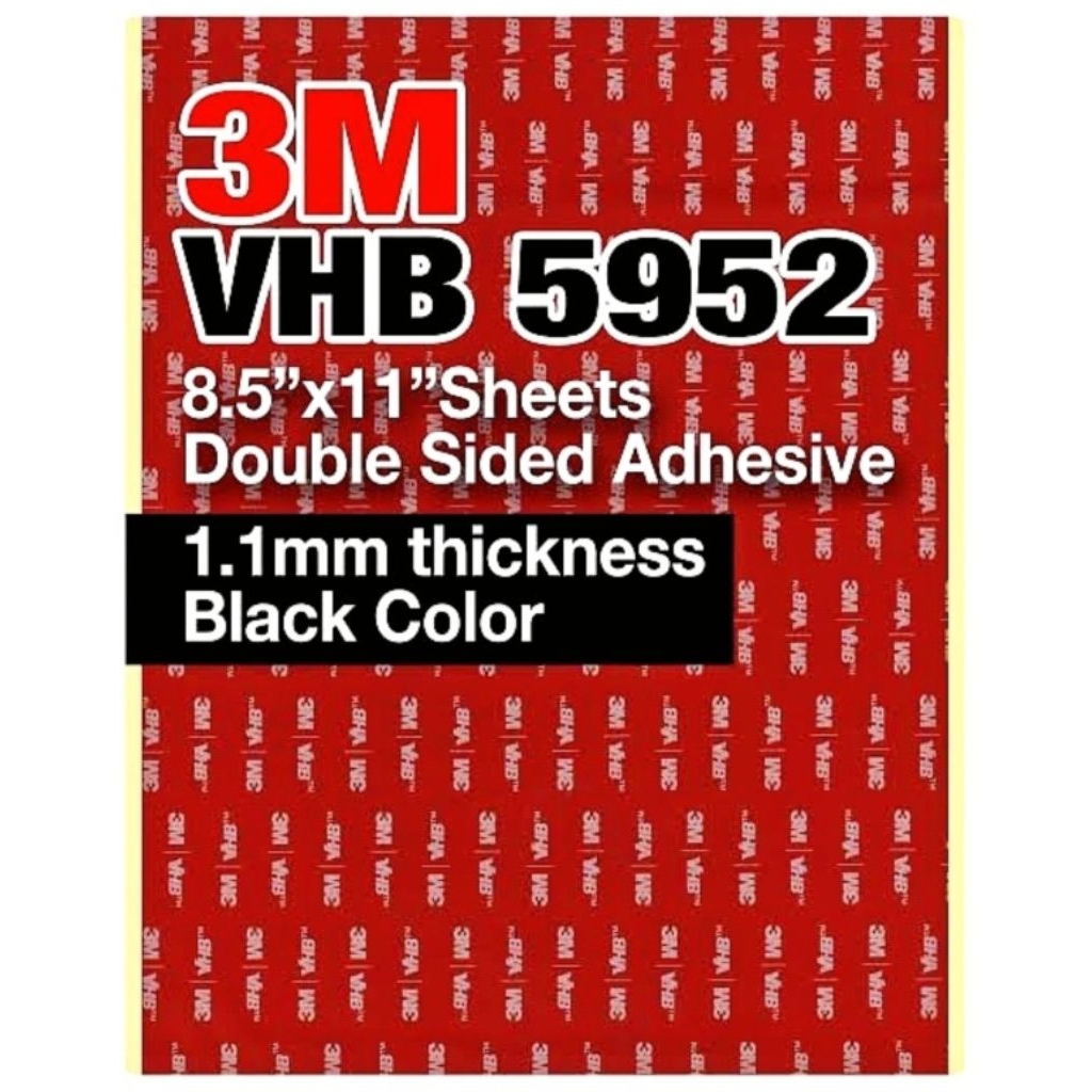 A4 Sheet 3M 5952 VHB กาวอะคริลิกสีดำ หนา 1.1 mm. ประสิทธิภาพสูง ยึดถาวร รวดเร็ว แข็งแรง ทนทาน ในร่มแ