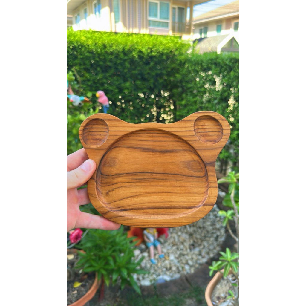 Adorable Handcrafted Wooden Bear Tray