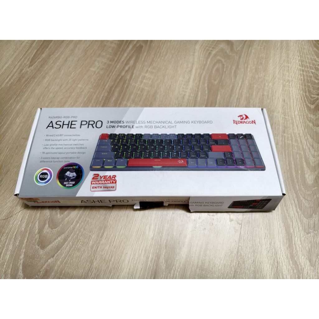 REDRAGON ASHE PRO (BLACK-GRAY-RED) (LOW PROFILE BROWN SWITCH RGB EN/TH) (K626RBG-RGB-PRO)