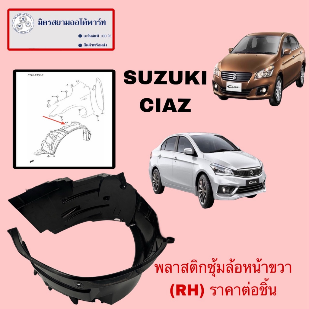 พลาสติกซุ้มล้อหน้าขวา (คนขับ) SUZUKI CIAZ(72321-79P00-000) ไม่มั่นใจสอบถามก่อนซื้อ