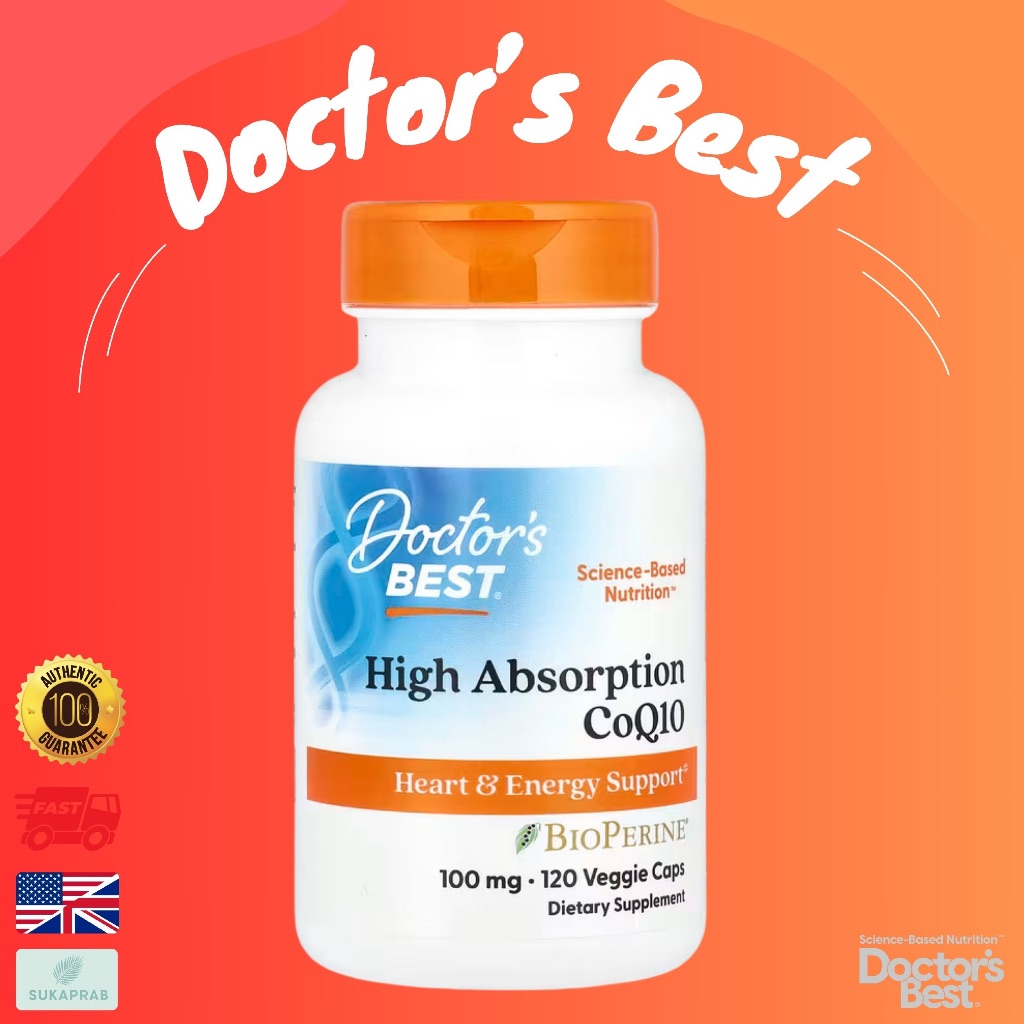 พร้อมส่ง Doctor's best โคเอ็นไซม์คิวเท็น High Absorption CoQ10 with BioPerine , 100 mg , 120 Capsule