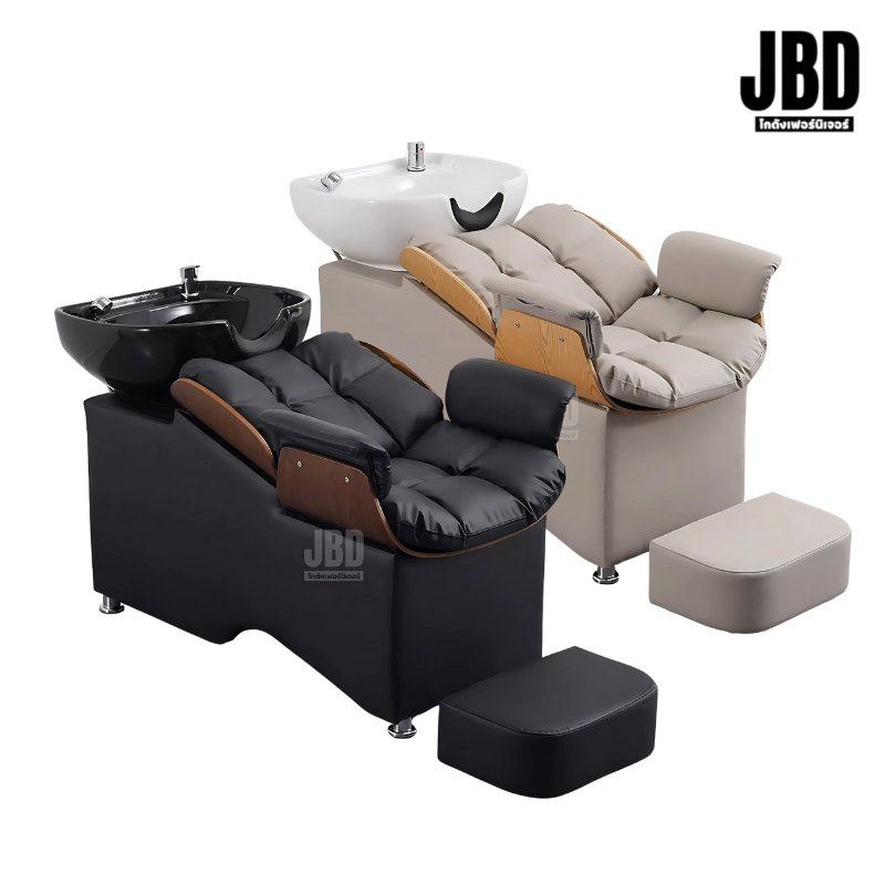 JBD INTER เตียงสระผม แบบนั่ง อ่างเซรามิก เบาะหนังกันน้ำ อุปกรณ์ติดตั้งครบ รหัสรุ่น:CN5513