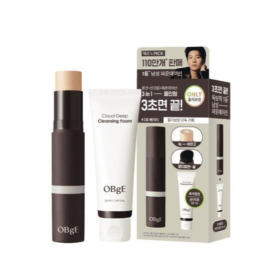 OBgE Natural Cover Foundation Set (13g + Deep Cleansing Foam 50ml)