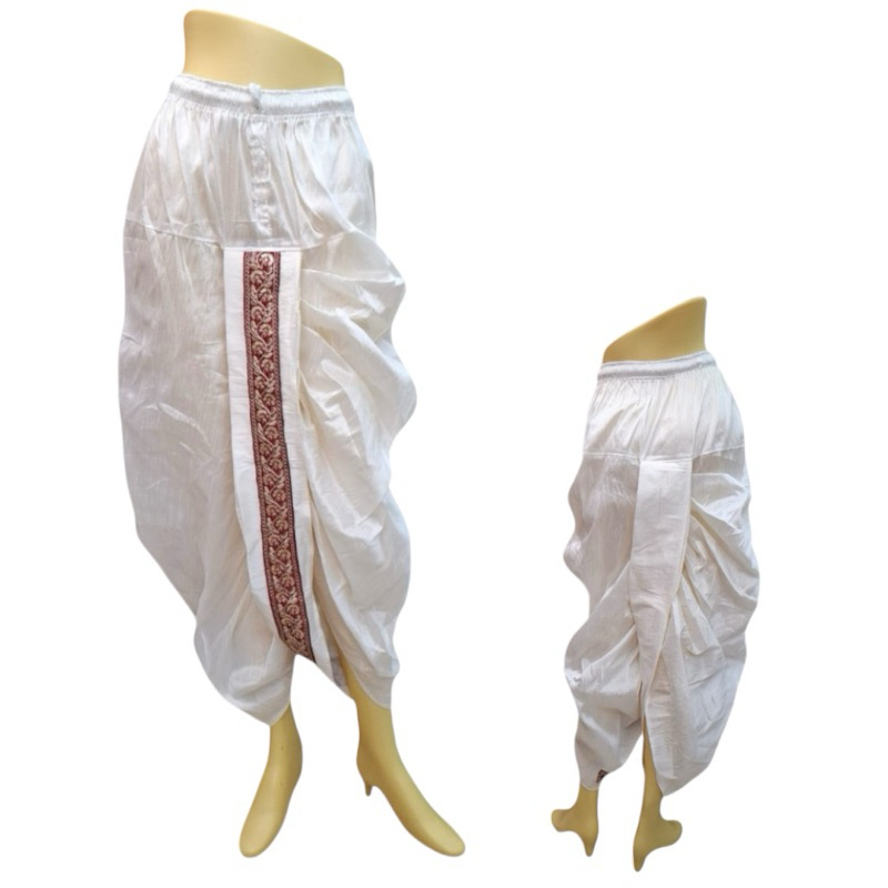 กางเกงอินเดีย dhoti ผ้าไหม dhoti จากอินเดีย พร้อมสวมใส่ Dhoti indian pants dhoti silk fabric from In