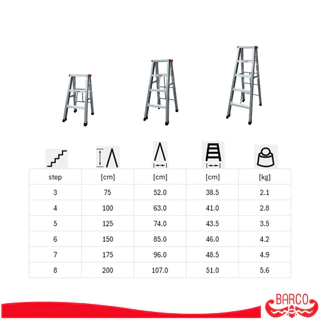 BARCO LITE บันไดอลูมิเนียม ขึ้น 2 ทาง 7 ขั้น 1.75 เมตร