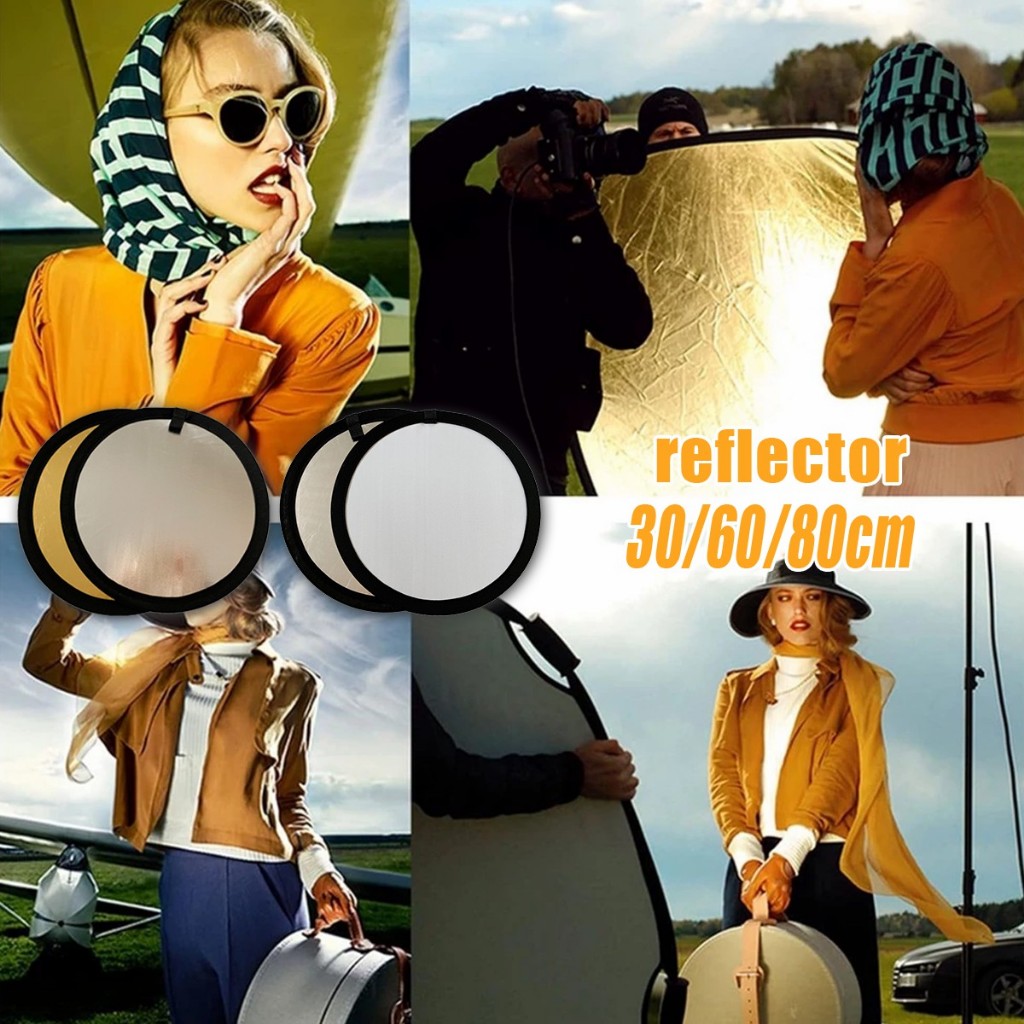 แผ่นสะท้อนแสงถ่ายรูป แผ่นรีเฟครวมแสง ขนาด80ซม.2in1พับได้ พกพาสะดวก