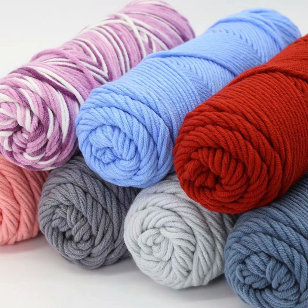 ไหมพรมถักผ้าพันคอ ไหมพรม 8ply นุ่ม ถักง่าย คอตตอนนม ไหมนุ่ม yarn 8 ply/100g - รูปที่ 3