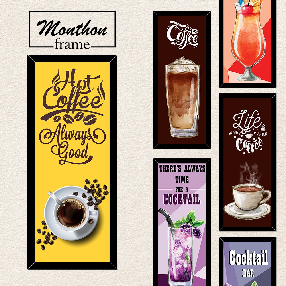 MONTHONFRAME ภาพติดผนังแต่งบ้าน ภาพแต่งห้อง ภาพวาดตกแต่งผนัง ขนาด 6 x 15 นิ้ว. l 15.24 X 38.1 เซนติเ