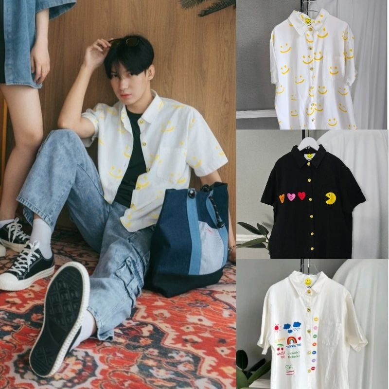 WELA HAPPY COLLECTION - เสื้อเชิ้ตผ้ายีนส์ฟอกนิ่ม กระดุม SMILE :)