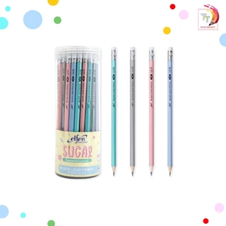 Elfen (เอลเฟน) ดินสอไม้ ดินสอดำ ดินสอ รุ่น Sugar / 2002 / 2018 / Neon / Candy ความเข้ม HB และ 2B ( 50 ด้าม / กระปุก)