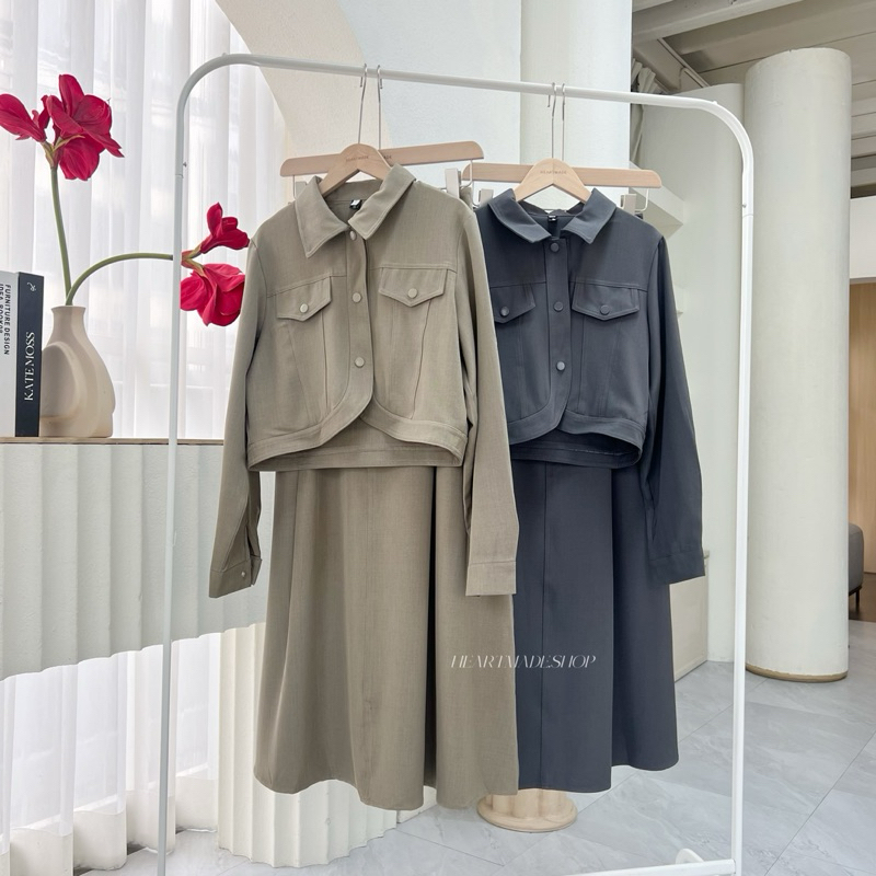 (D09) Heartmade - Sedar Set 🥔🥢 (สินค้าพร้อมส่ง) ชุดเซทเสื้อ+กระโปรงยาวสีพื้นแมชได้หลายลุค - รูปที่ 6