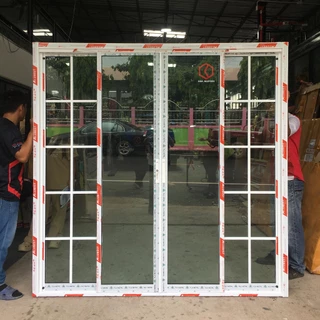200x200บานเลื่อนตกแต่งลายลูกฟักแบ่ง4ช่อง🏠อลู1มิล🏠กระจก5มิล🏠เสริมเหล็กวงกบ🏠