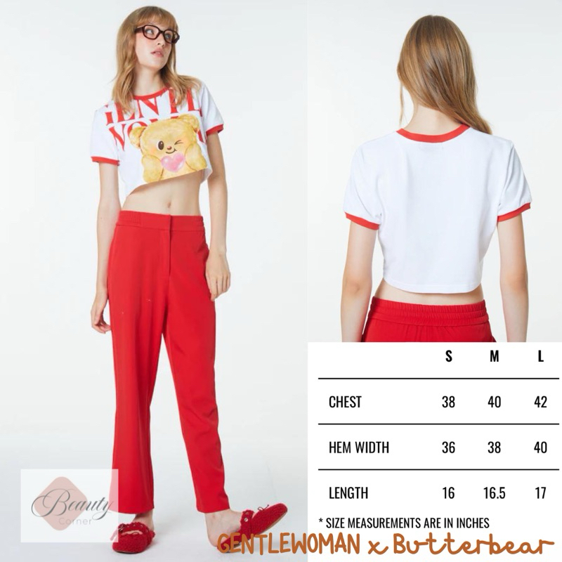 [พร้อมส่ง] เสื้อครอป Gentlewoman x Butterbear Mini Heart Crop Top