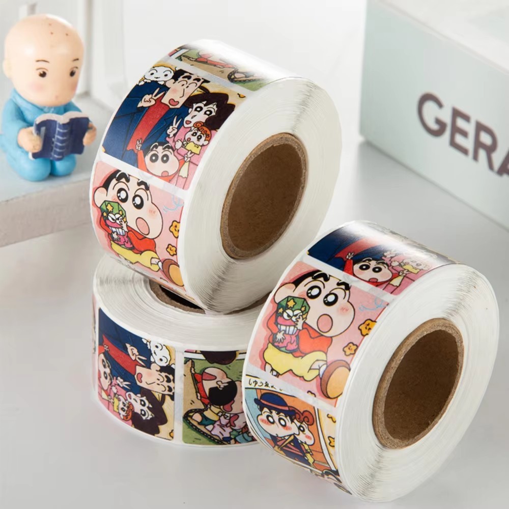 1 ม้วน 500 ดวง สติ๊กเกอร์ลายน่ารัก สติกเกอร์ติดสมุดโน๊ต ตกแต่งเคสมือถือ กระเป๋า DIY