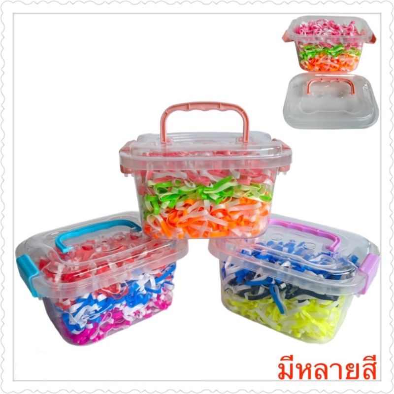 หนังยางรัดผมสีทูโทนเส้นใหญ่คละสีในกล่องฝาล็อคมีหูหิ้ว10 กล่อง(ทางร้านขอเป็นคนเลือกกระปุกให้นะคะ)