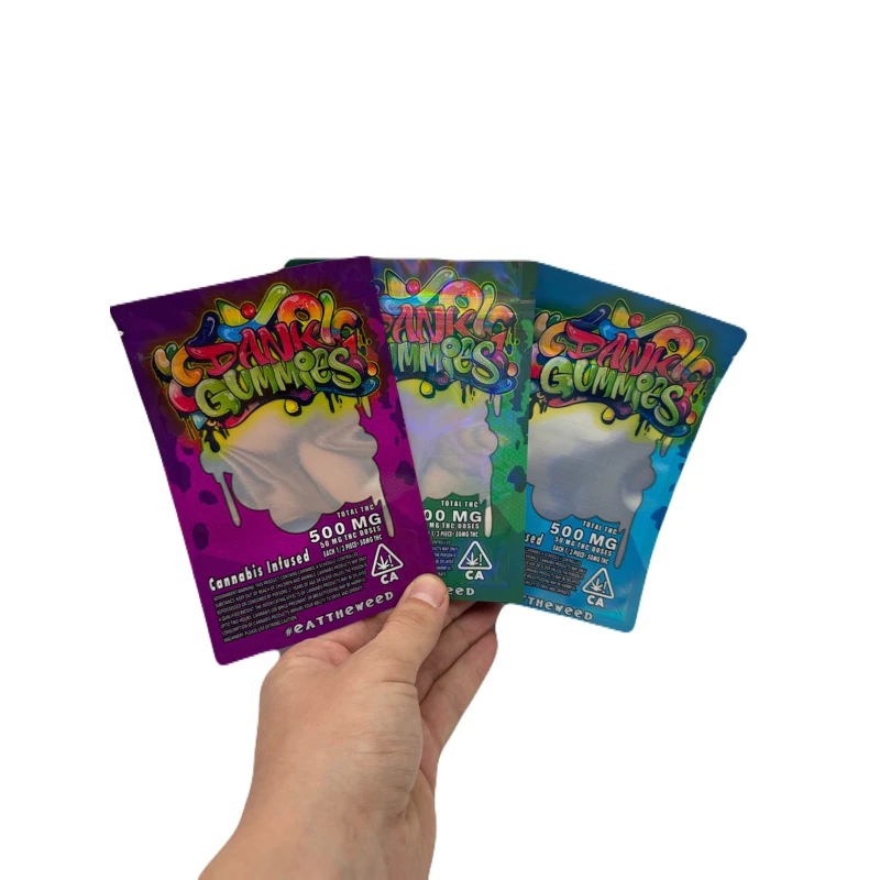 High Quality Mylar Zip Bag Packaging Dank Gummies Smell Proof Water Proof