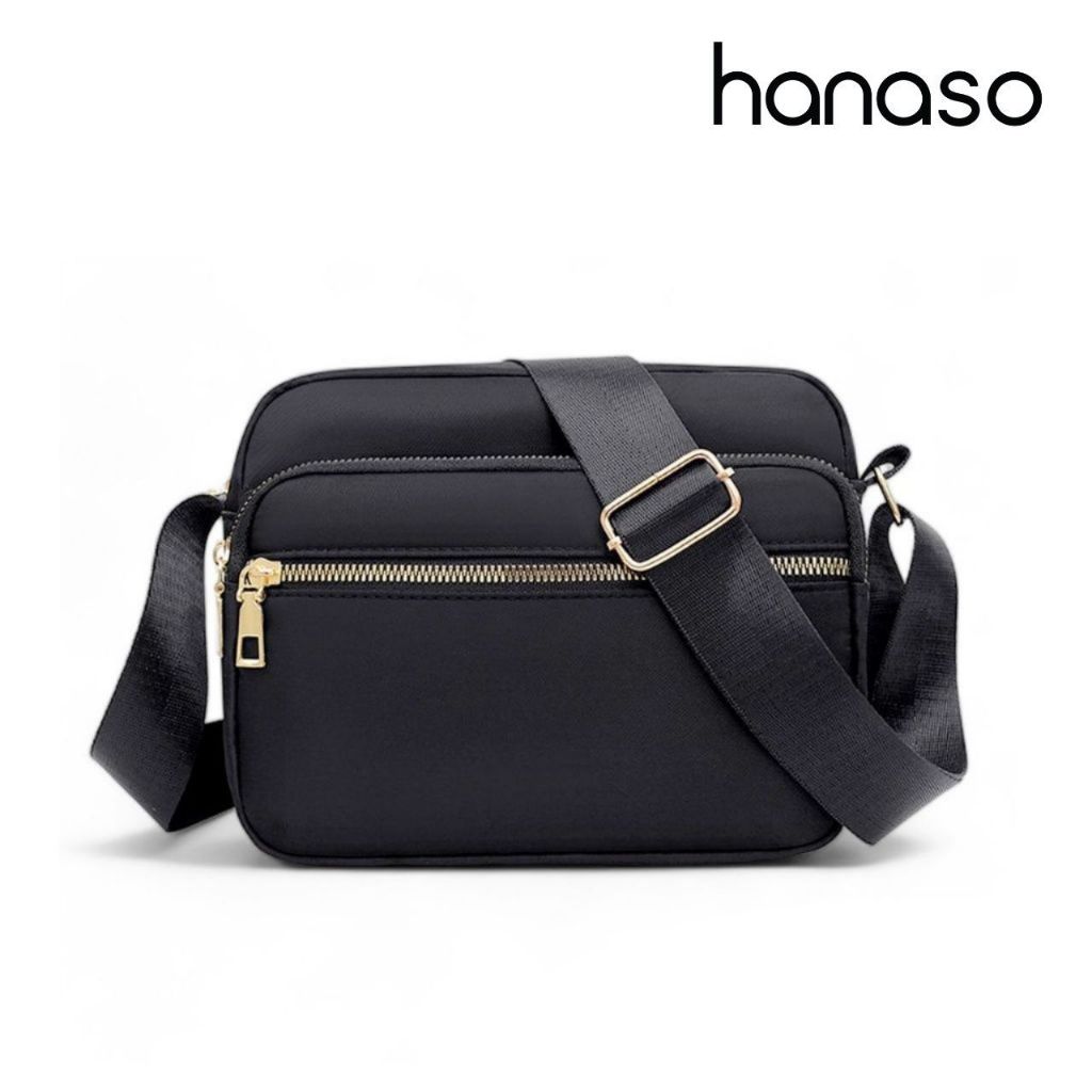 Hanaso กระเป๋าสะพายไหล่ กระเป๋าถือ กระเป๋าสะพายข้าง Crossbody Bag ความยาวสายปรับได้ มี 4 ช่อง กว้าง 22 ซม.