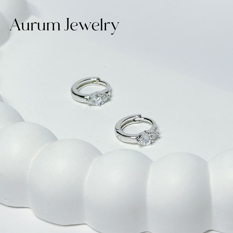Aurum Jewelry : ต่างหูห่วง เงินแท้ รุ่น Sarine (ราคาต่อ 1 คู่)