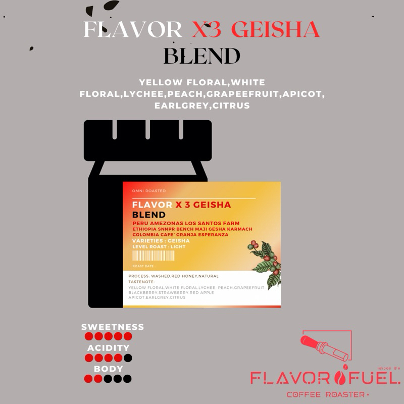 FLAVOR  X3  GEISHA BLEND เมล็ดกาเเฟ|FLAVOR FUEL COFFEE&ROASTER.