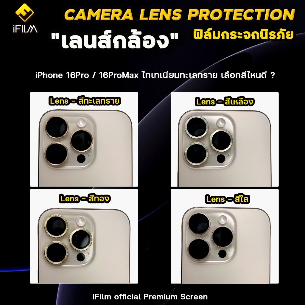 iFilm ฟิล์ม เลนส์กล้อง วงสีๆ For iPhone 16 Pro Max 16Plus 16e iPhone15 ProMax 15Plus FilmLens ฟิล์มกระจก ไอโฟน ไทเทเนียม - รูปที่ 6