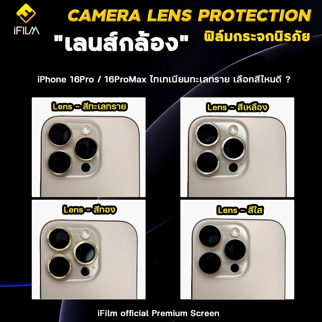 iFilm ฟิล์ม เลนส์กล้อง วงสีๆ For iPhone 16 Pro Max 16Plus 16e iPhone15 ProMax 15Plus FilmLens ฟิล์มกระจก ไอโฟน ไทเทเนียม thumbnail 9