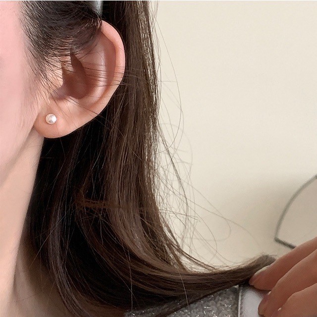 Suwann.na [ราคาต่อคู่] ต่างหู ต่างหูเงินแท้ ต่างหูมุกน้ำจืด มุกแท้ ขนาด 5, 7mm รูปที่ 6