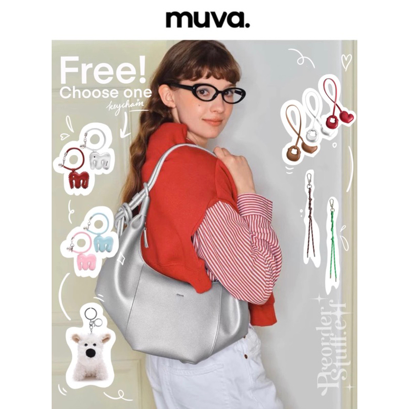 พร้อมส่ง💖MUVA (โค้ดลด 30% สูงสุด 1,000฿) crossbody croissant bag แท้100% จากชอป แถมฟรี‼️จี้ห้อยพวงกุญแจ