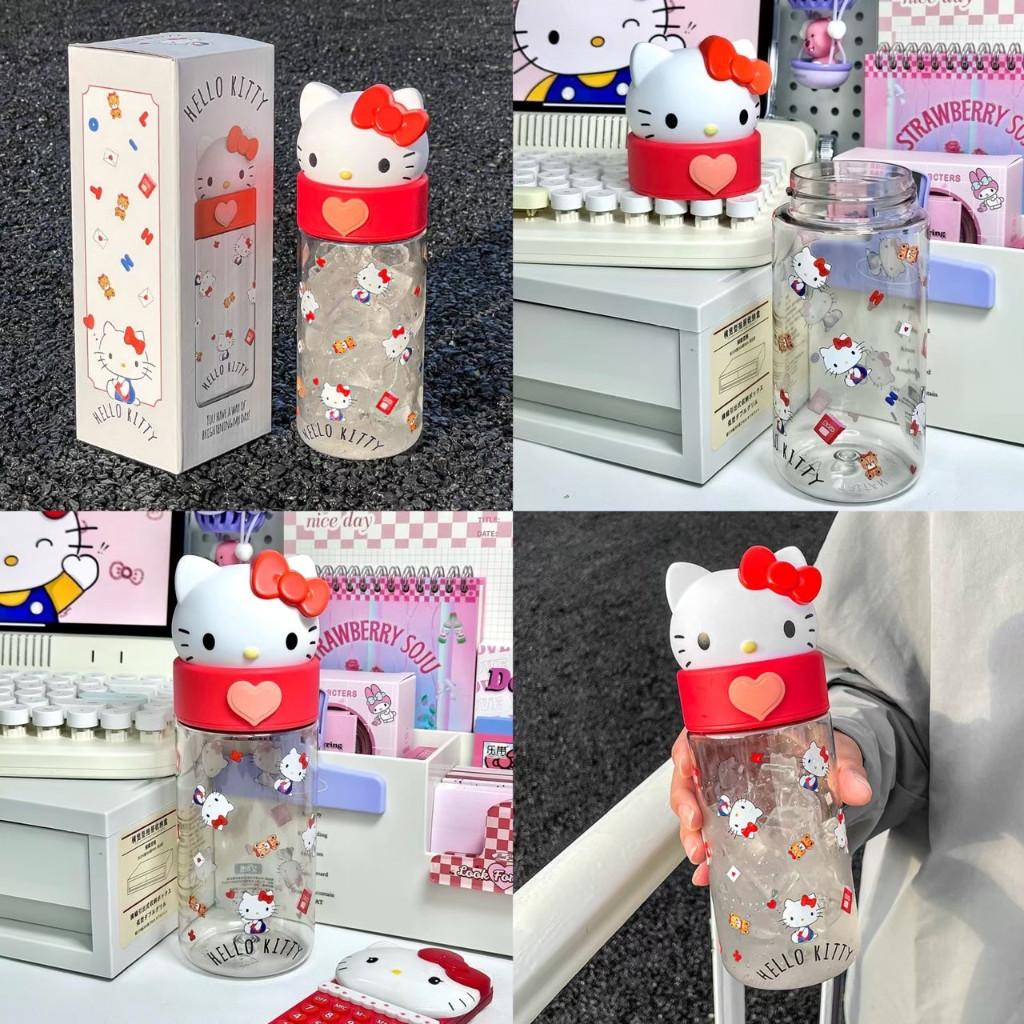 ส่งจากไทย🌈ขวดน้ำ Hello Kitty ขวดใส คิตตี้ กระบอกใส่น้ำ water bottle พกพาสะดวก 71025
