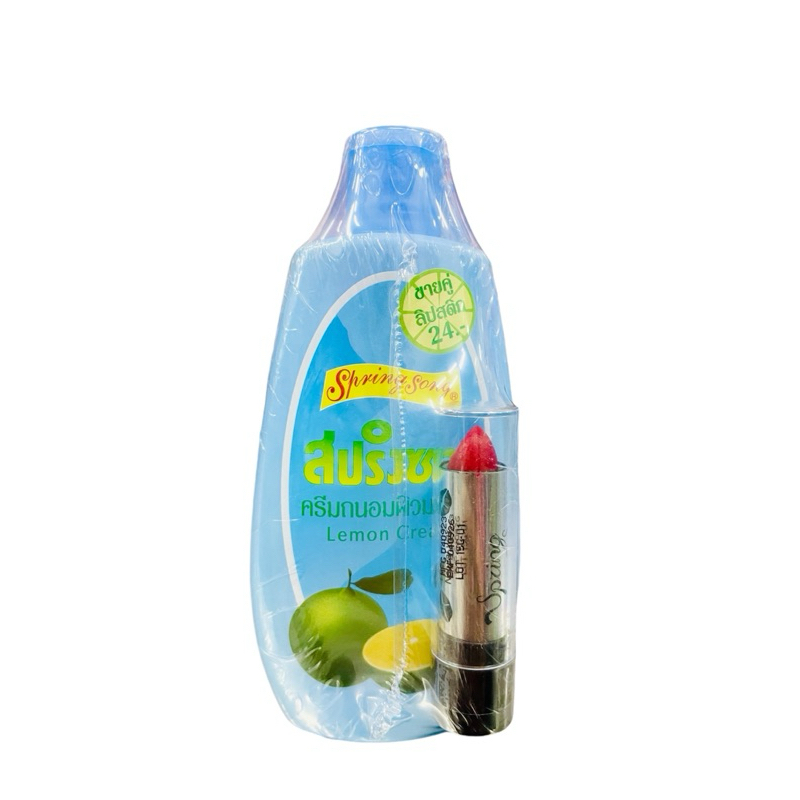 Spring  Song  Lemon  Cream  โลชั่นสปริงซอง + แถมลิป (1แพ็คมี 6 ขวด) ปริมาณขวดละ 100 ซีซี