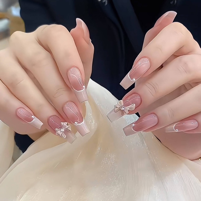 จัดส่งวันนี้ DD260 เล็บปลอมสำเร็จรูป เล็บปลอมยาว กันน้ำ หลากหลายสไตล์ กล่องละ 24 ชิ้น