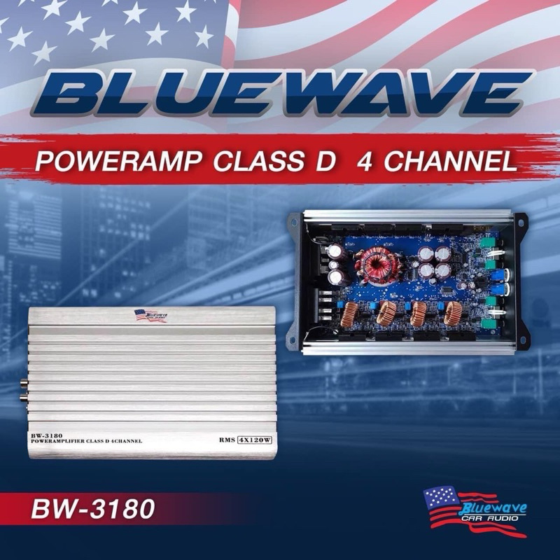 ขายPower CLASS-D​4CH​ Bluewaveรุ่น BW-3180​ 4x120.W RMS