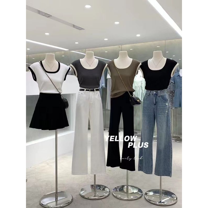 𝑻𝒘𝒐-𝒕𝒐𝒏𝒆 𝒃𝒂𝒔𝒊𝒄✨️ เสื้อยืดคอยูทูโทน