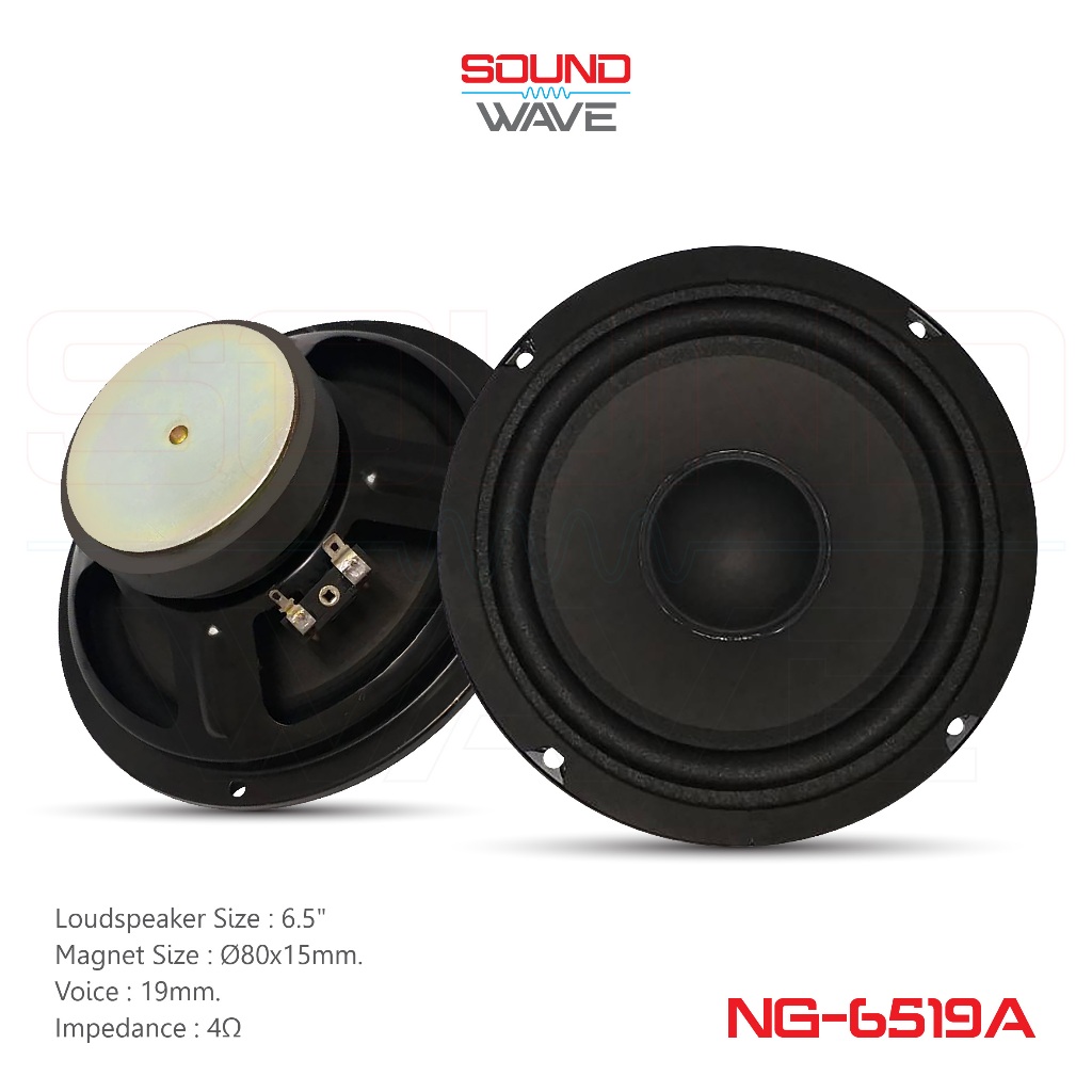 NG-6519A ลำโพง6.5นิ้ว เเม่เหล็ก80x15มม วอยซ์19มม 4โอห์ม ขอบยาง ลำโพงติดรถยนต์ ลำโพง เสียงกลาง 1คู่
