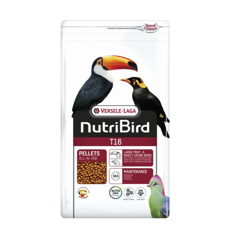 NutriBird T16 (700g G.) อาหารอัดเม็ดนกตระกูลขุนทองนกกินผลไม้และแมลงขนาดใหญ่