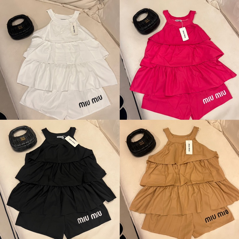 {พร้อมส่งในไทย} ชุดเซ็ทเสื้อชั้น miu ผ้าไหมพริ้วใส่สบายมาก