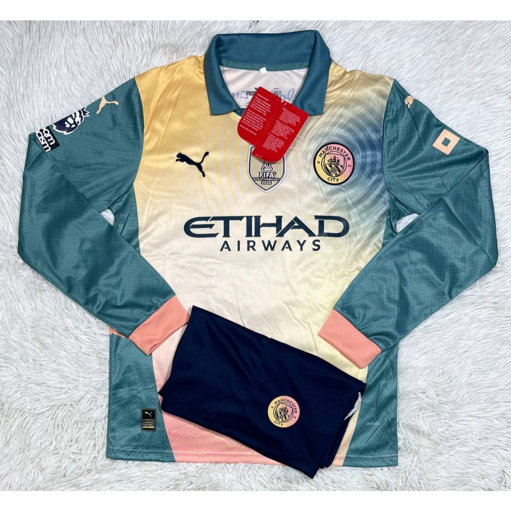 เสื้อฟุตบอล ทีมMancity แขนยาว เสื้อพร้อมกางเกงชุดกีฬาใหม่ล่าสุด 2024/25 เนื้อผ้าดีใส่สบาย