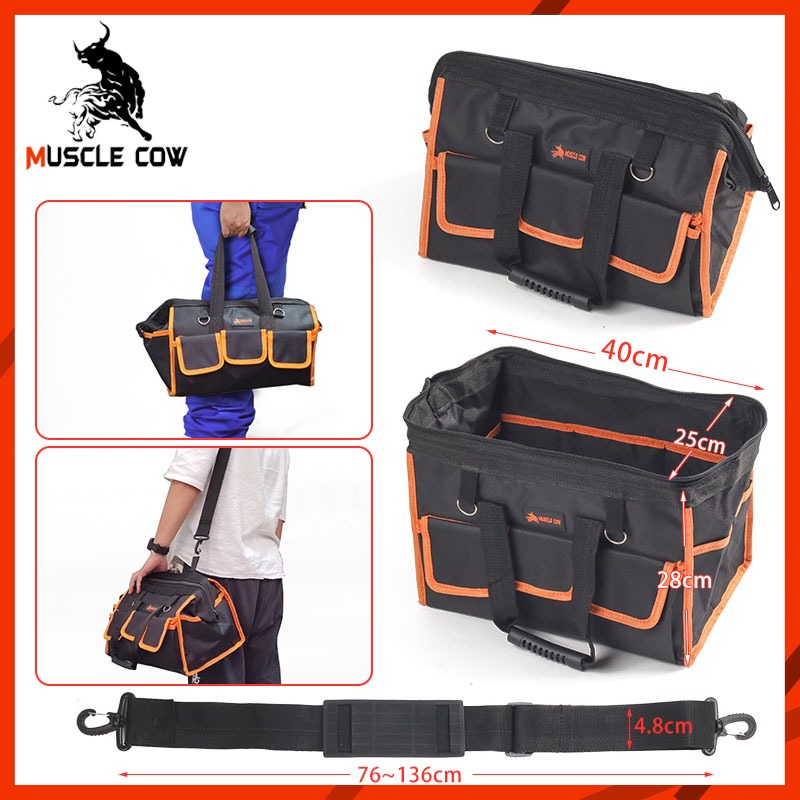 Muscle Cow คุณภาพสูง ชุดเครื่องมือช่าง แพ็คเกจช่างไฟฟ้า กระเป๋าเครื่องมือ กระเป๋าช่าง กระเป๋าใส่เครื่องมือ กันน้ำได้