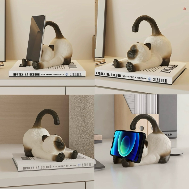 พร้อมส่ง🍑ที่วางมือถือ Siamese Cat แมววิเชียรมาศ Phone Holder ที่ตั้งมือถือ น้องแมว น่ารักมาก ของขวัญ 30006