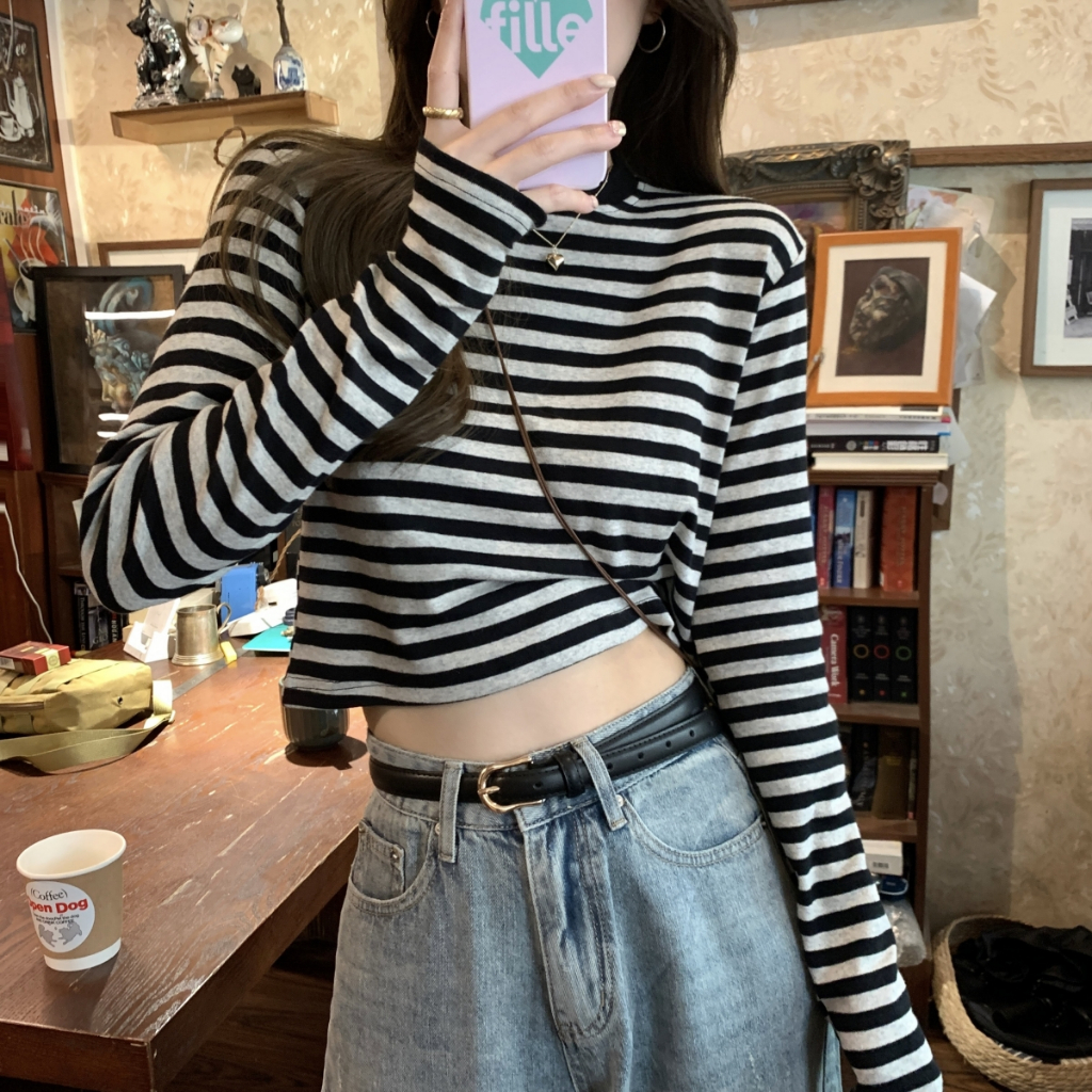 Rita พร้อมส่ง🎄เสื้อยืดแฟชั่นคริสต์มาส เสื้อแดง เสื้อคริสต์มาสเสื้อยืด แขนสั้น แขนยาว ผ้าฝ้าย ลายทาง เรียบง่าย สไตล์เกา - รูปที่ 5