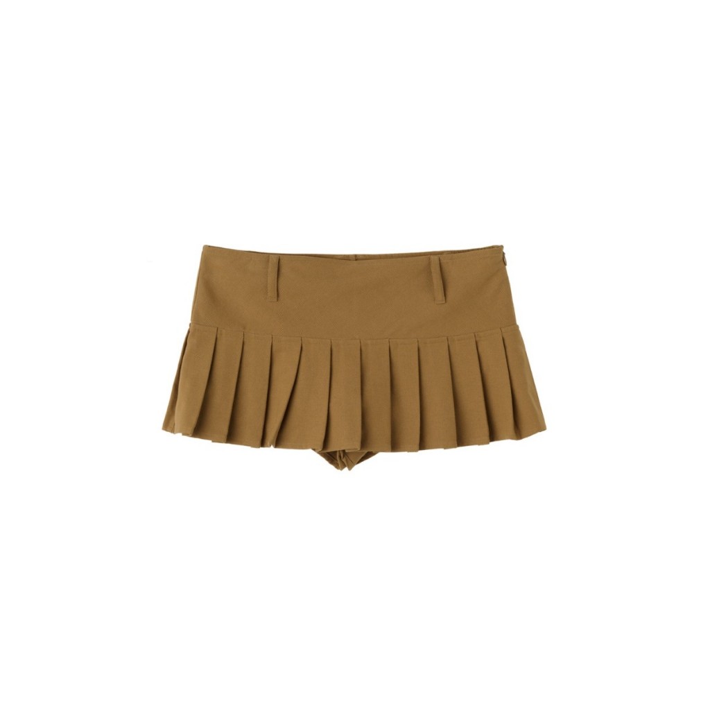 Sculptor SC24S410 Cotton Pleats Micro Skirt Soft Brown S
