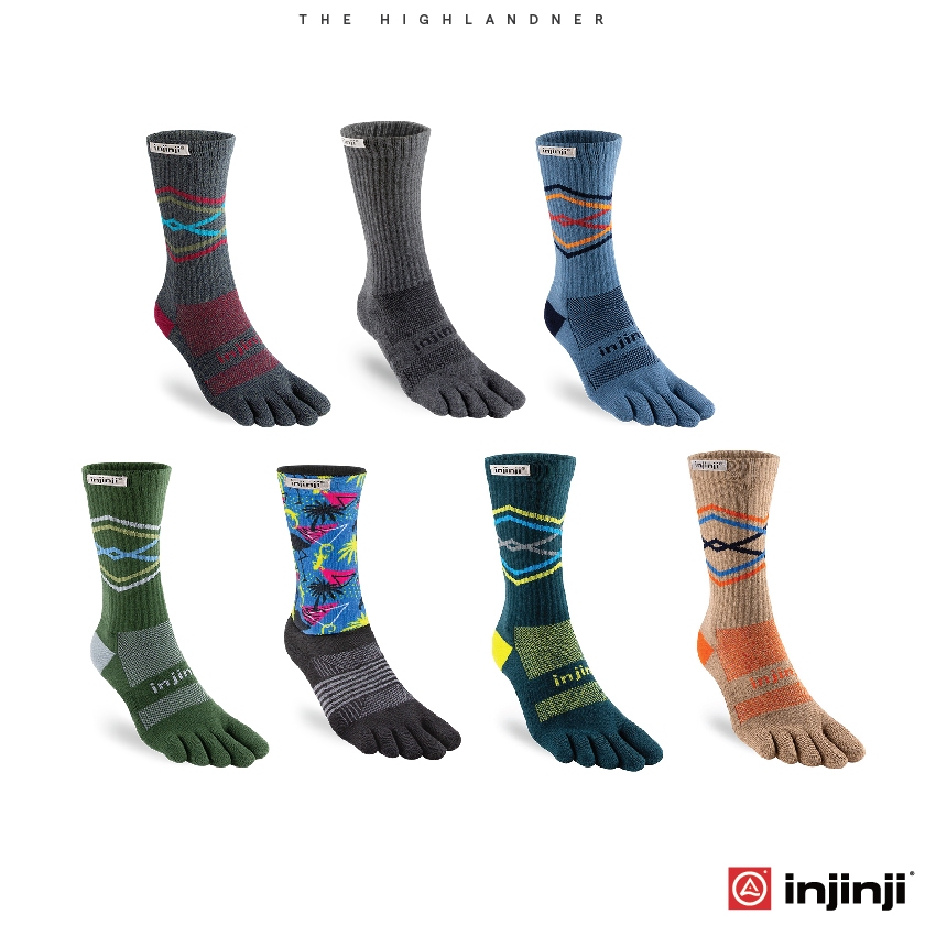 Injinji Men's Trail Midweight Crew ถุงเท้าเทรลแยกนิ้วข้อยาว