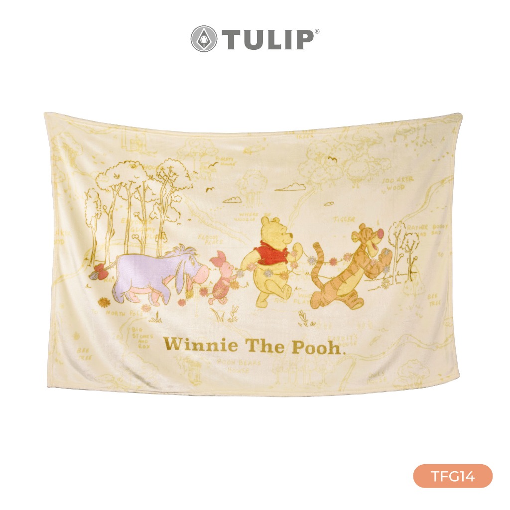 [NEW] Tulip หมีพูห์ Pooh Fleece ผ้าห่มขนแกะเทียม TFG14 ลิขสิทธิ์แท้จากดิสนีย์ ผ้าห่มฟลีซ สัมผัสนุ่มพกพาสะดวก