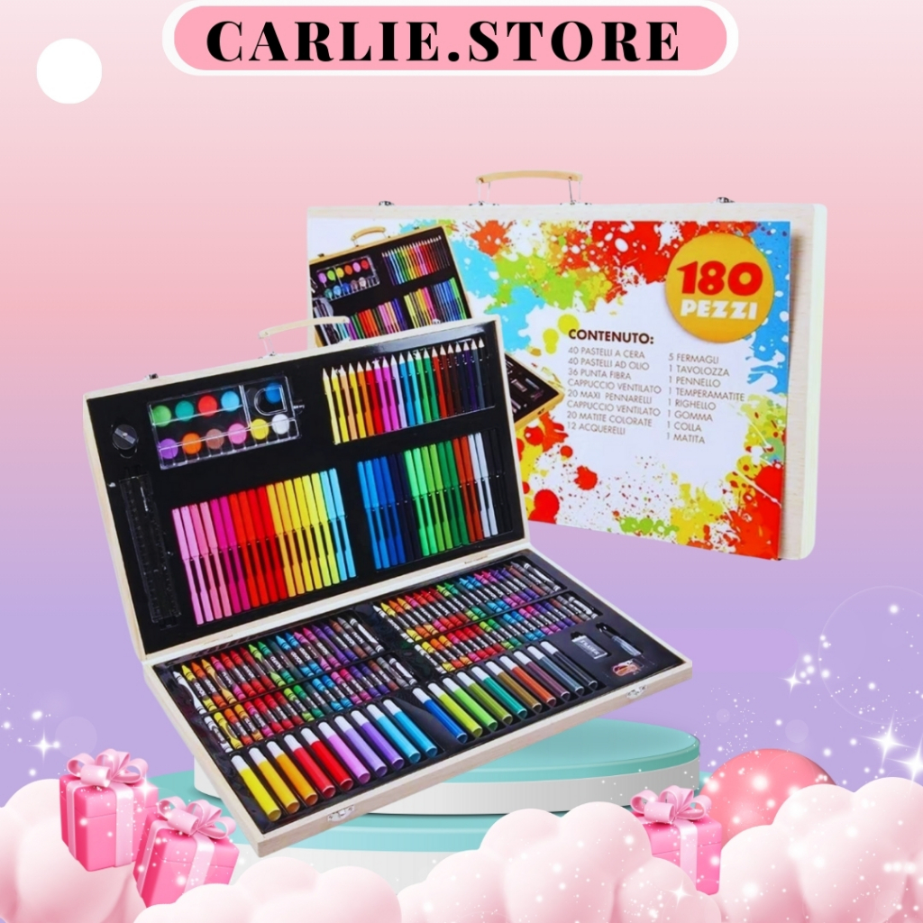 สีไม้180 สี (พร้อมส่ง) สุดคุ้ม หนึ่งพาเลทมี สีไม้ สีน้ำ สีเทียน สีเมจิก สีสวยระบายง่ายเหมาะกับน้องๆหนูๆทุกวัย