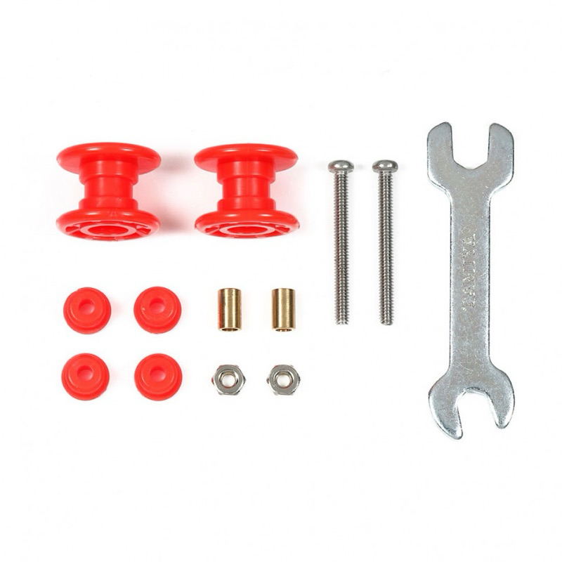 95662 Tamiy MINI 4WD JR LOW FRICTION PLASTIC 13-13MM DOUBLE ROLLERS SET RED